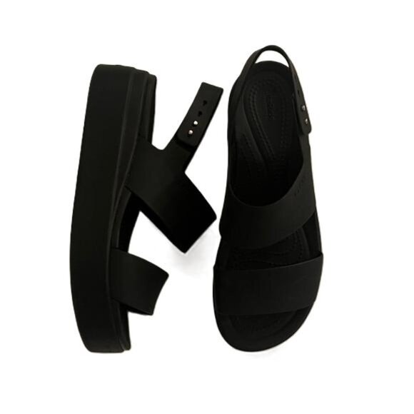 CROCS LiteRide Black Platform Wedges, Size 8W - Picture 4 of 7